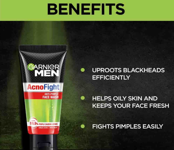 Garnier Men Acno Fight Anti-Pimple Facewash, 50gm