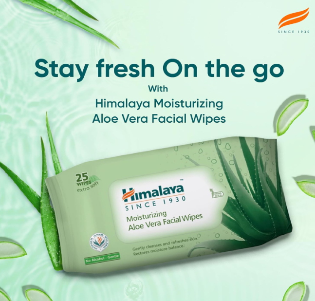 Himalaya Moisturising Aloe Vera Facial Wipes, 25 Count