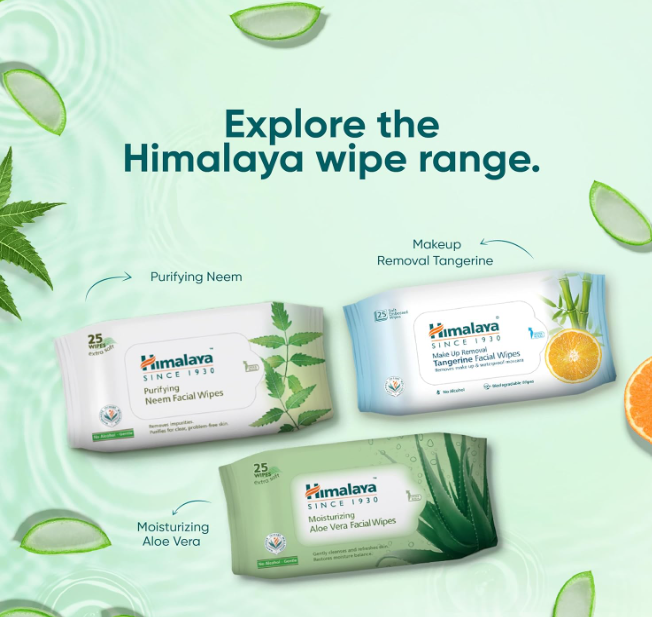 Himalaya Moisturising Aloe Vera Facial Wipes, 25 Count
