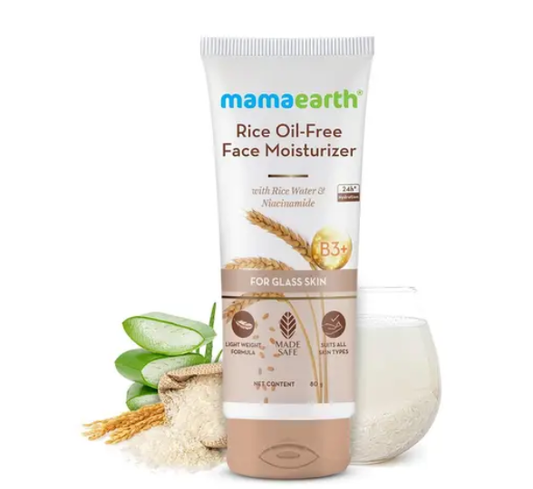 Mamaearth Rice Oil-Free Face Moisturizer , for Oily Skin, With Rice Water & Niacinamide for Glass Skin - 80 g