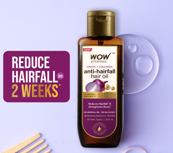 WOW Onion Black Seed Hair Oil - Controls Hair Fall - No Mineral Oil & Silicones - 200mL