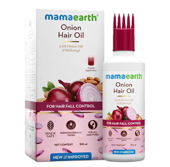 Mamaearth Onion Hair Oil for Hair Growth & Hair Fall Control with Redensyl 150ml