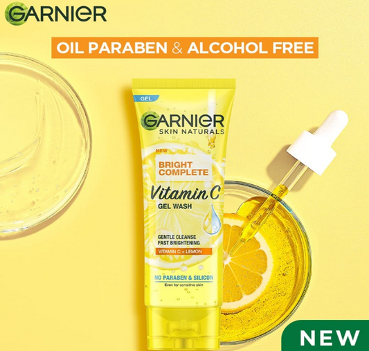 Garnier Bright Complete Vitamin C Skin Brightning Face Serum 7ml + Vitamin C Gel Face Wash 50g (2 ITEM IN SET)