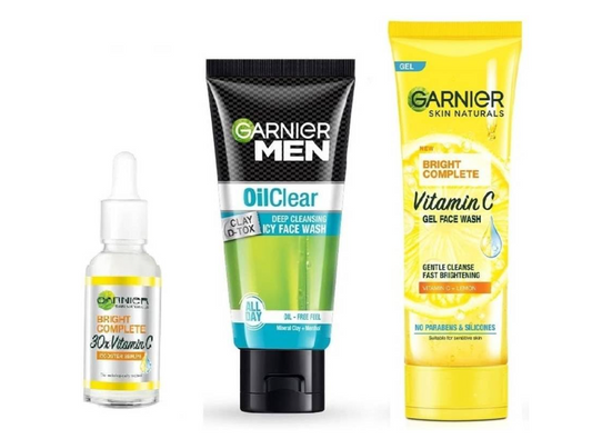 GARNIER BRIGHT COMPLETE VITAMIN C GEL FACE WASH 50g + FACE SERUM 15ml + OIL CLEAR FACE WASH 50g (3 Items in the set)