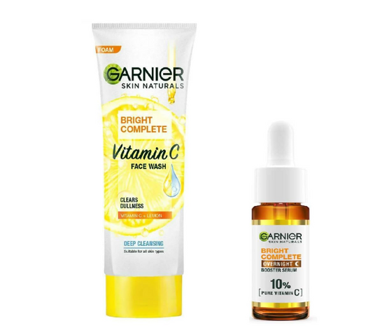 Garnier Bright Complete Vitamin C Foam Face Wash 50g + Over Night Serum 15ml (2 Item In Set)