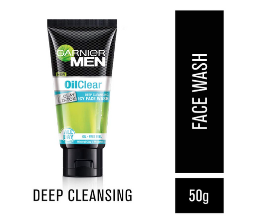 Garnier Men Oil Clear Clay D-Tox Deep Cleansing Icy Face Wash, 50gm