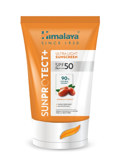 Himalaya Sunprotect + | Ultra-light Sunscreen Cream | SPF 50 PA ++++ | 90% Natural Origin Ingredients | Zero White Cast | 98% Broad Spectrum Protection | Sweat & Water Resistant | For Men & Women | 30 g