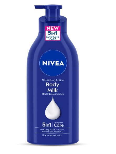 NIVEA Nourishing Body Milk 600ml Body Lotion | 48 H Moisturization | With 2X Almond Oil | Smooth and Healthy Looking Skin |For Very Dry Skin