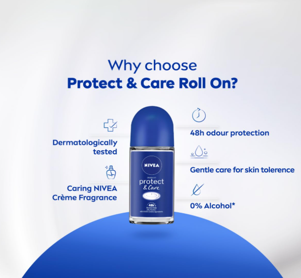 NIVEA Protect & Care Roll On Fresh, Unisex (50Ml)
