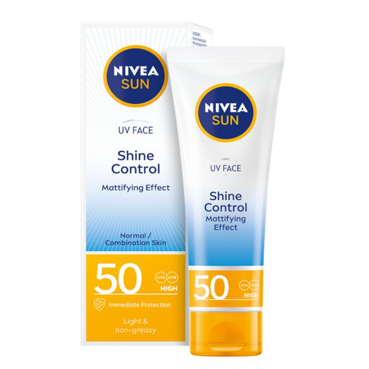 NIVEA Sun UV Face Shine Control SPF 50 Cream (50ml), Sun Cream Protects Against UVA/UVB Rays and Premature Skin Ageing, Sunscreen for Delicate Facial Skin