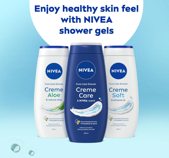 NIVEA Crème Care 250ml Body Wash| Shower Gel For Soft Skin| Elements and unique scent of Nivea Crème|Clean, Healthy & Moisturized Skin