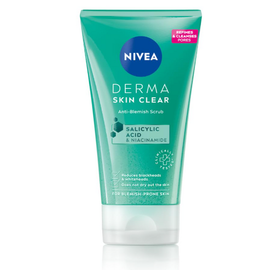 NIVEA Derma Skin Clear Anti-Blemish Scrub With Salicylic Acid & Niacinamide Reduces Blackheads