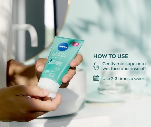 NIVEA Derma Skin Clear Anti-Blemish Scrub With Salicylic Acid & Niacinamide Reduces Blackheads