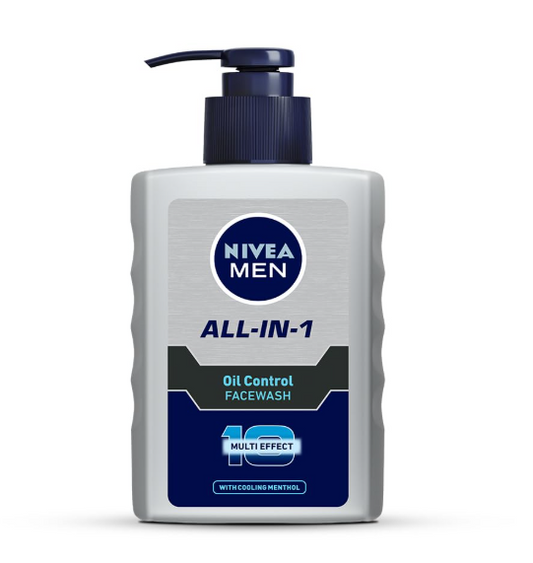 NIVEA MEN All in 1 Oil Control Face Wash | Prevents Acne | Removes excess oil and dirt | Reduces Blackheads and Whiteheads | Cooling Menthol | Unclogs & refines pores | 150ml
