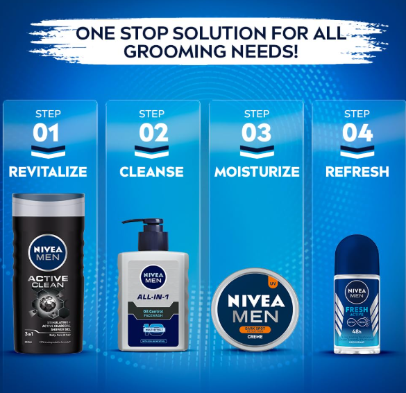 NIVEA MEN All in 1 Oil Control Face Wash | Prevents Acne | Removes excess oil and dirt | Reduces Blackheads and Whiteheads | Cooling Menthol | Unclogs & refines pores | 150ml