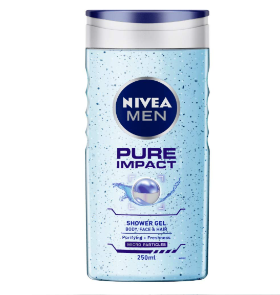Nivea Men Face Wash, Deep Impact Intense Clean, 100g & Men Shower Gel, Pure Impact Body Wash, 250ml