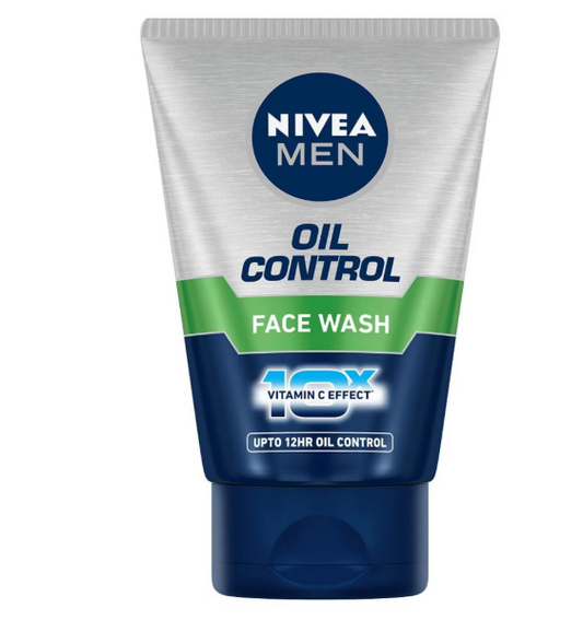 NIVEA MEN Oil Control Face Wash 100 g | With Magnolia Bark Extracts for 12 Hr Oil Control in Summer | 10 X Vitamin C Effect for Radiant Skin | For Oily Skin