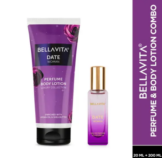 Bella Vita Date Woman Perfume 20 ml + Date Woman Body Lotion 200 ml Combo for Women (Pack of 2 Items)