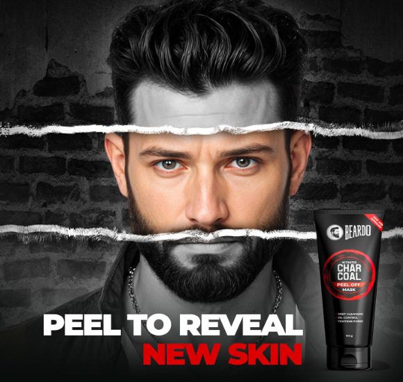 Beardo Activated Charcoal Peel Off Mask for Men, 100g | Charcoal Face Mask for Glowing Skin | Detoxing Facial Kit for Men | Peel Off Mask For Oily & Dirt free skin