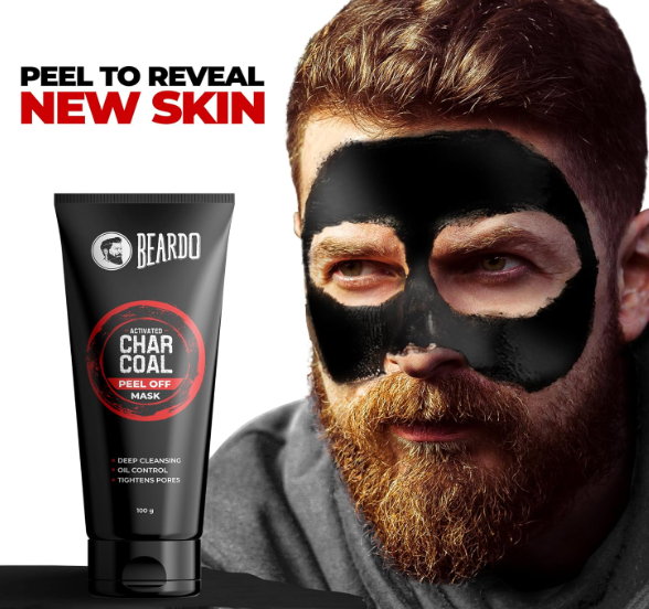 Beardo Activated Charcoal Peel Off Mask for Men, 100g | Charcoal Face Mask for Glowing Skin | Detoxing Facial Kit for Men | Peel Off Mask For Oily & Dirt free skin