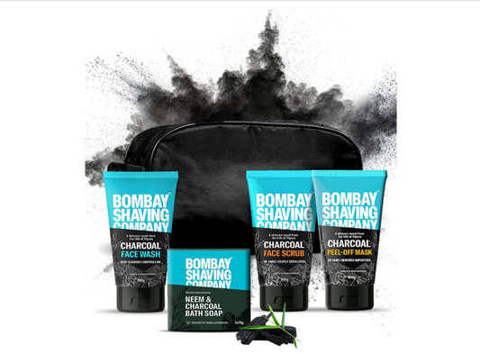 Bombay Shaving Company Valentine's Day Gift Kit For Men|Activated Charcoal Facial Kit|Charcoal Face Wash, 100 Gm, Charcoal Face Scrub, 100 Gm, Neem & Charcoal Soap, 75Gm, Charcoal Peel Off Mask, 100Gm