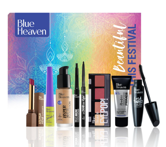 Blue Heaven Festive MakeUp Kit For Women, Medium Tone Combo, Pack of 8, 32.1g+45.5ml