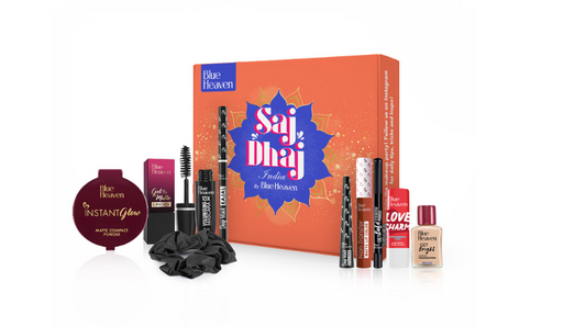 Blue Heaven Saj Dhaj Festive Makeup Kit for women- Natural, Pack of 10 | Full face Makeup kit, Medium Tone combo, 19g+26.3ml