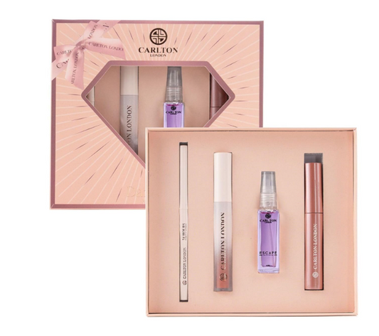 Carlton London Cosmetic DAZZLUXE Gift Set | For Girlfriend & Wife With Perfume, Lipstick, Eyeliner & Kajal (Pack of 4)