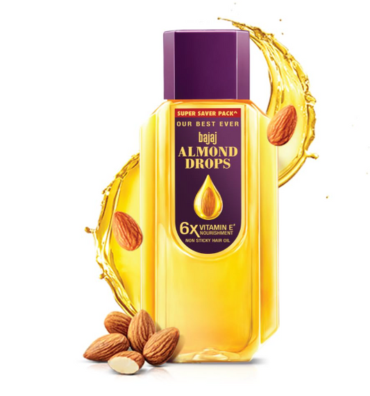 Bajaj Almond Drops Hair Oil, 625ml | 6X Vitamin E Nourishment | Light and Non-Sticky Hair Oil For Hair Fall Control