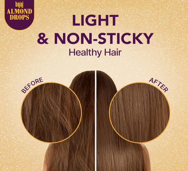 Bajaj Almond Drops Hair Oil, 625ml | 6X Vitamin E Nourishment | Light and Non-Sticky Hair Oil For Hair Fall Control
