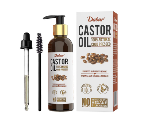 Dabur Castor Oil - 200ml | 100% Natural Cold Pressed Oil | Promotes Hair Growth, Hydrates Skin & Reduces Wrinkles | No Mineral Oil & Silicones