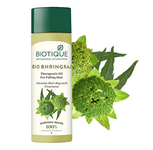 Biotique Bio Bhringraj Therapeutic Hair Oil for Falling Hair | Intensive Hair Regrowth Treatment | Nourishing Hair Follicles| Strong and Shiny Hair| For All Skin Types| 120m