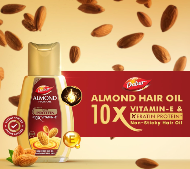 Dabur Almond Hair Oil - 500ml | Provides Damage Protection | Non Sticky Formula | For Soft & Shiny Hair | With Almonds, Keratin Protein, Soya Protein & 10X Vitamin E