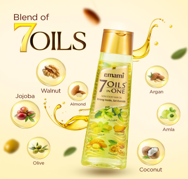 Emami 7 Oils in One Hair Oil | Makes Hair 20x Stronger and Manageable | Coconut Oil, Amla, Jojoba, Olive, Walnut, Argan & Almond Oils | 500 ML