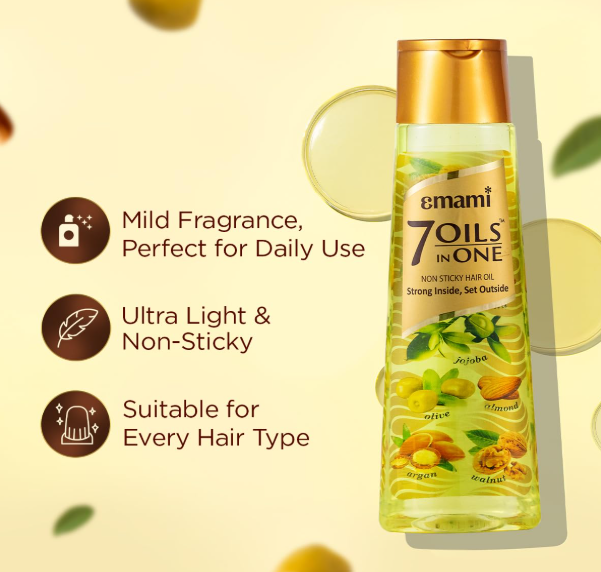 Emami 7 Oils in One Hair Oil | Makes Hair 20x Stronger and Manageable | Coconut Oil, Amla, Jojoba, Olive, Walnut, Argan & Almond Oils | 500 ML