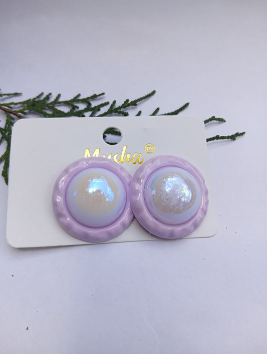 Purple white  earrings