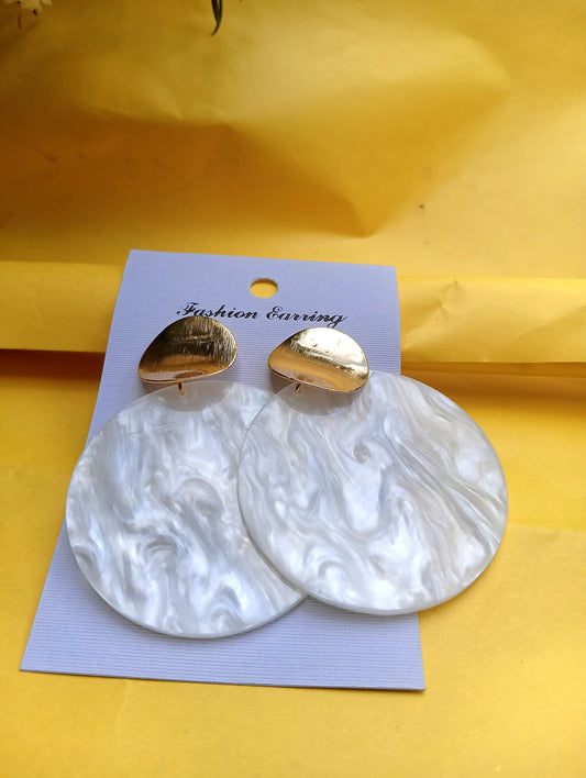 Gold plated contemporary  moonstruck drop earring