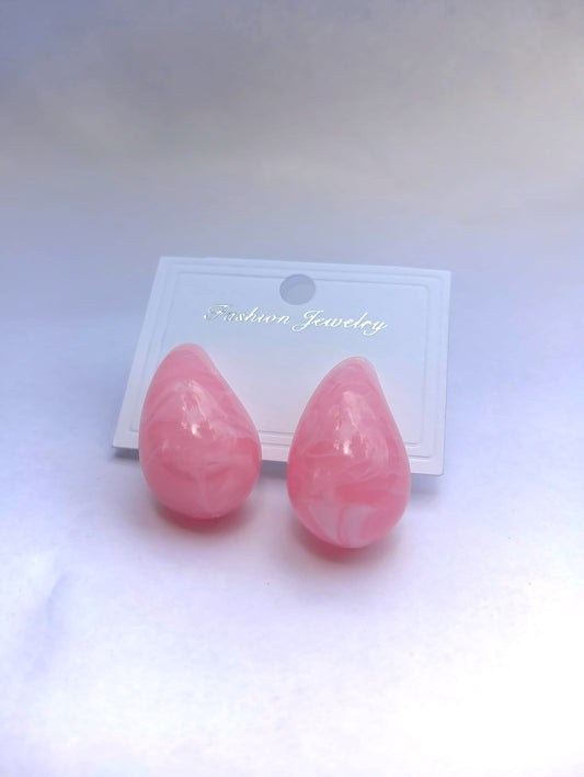 Acrylic multi colour chunky water drop earrings