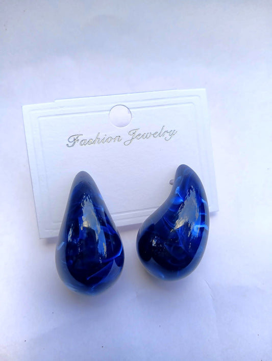 Small metallic colour acrylic waterdrop earrings