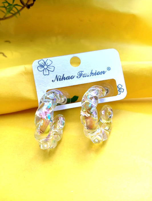 White Korean stylish earrings