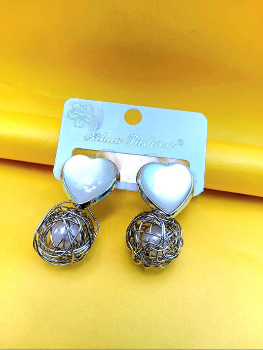 Korean silver colour modern earrings