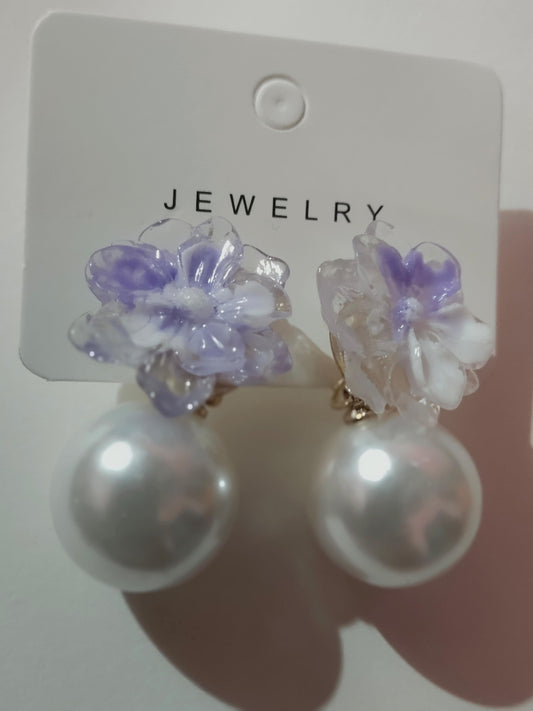 Spring Breeze Beautiful Blue Flower shaped Korean Earrings